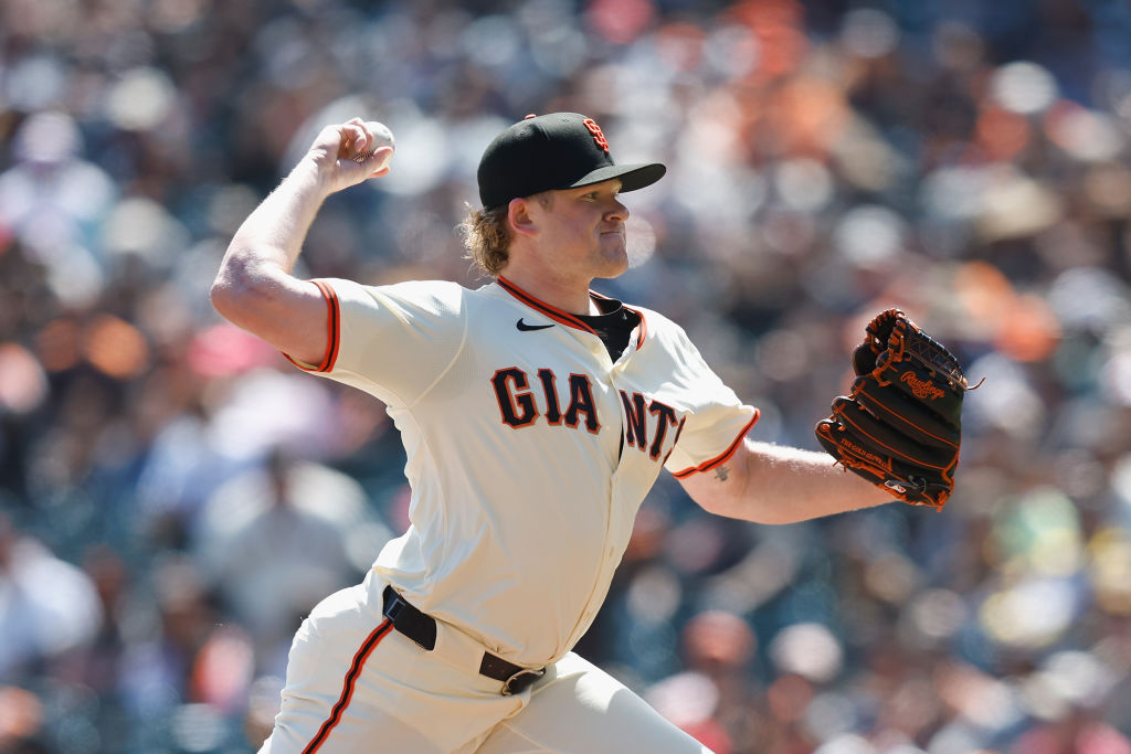 SAN FRANCISCO, CALIFORNIA - APRIL 07: Logan Webb #62 of the San Francisco Giants pitches in the top...